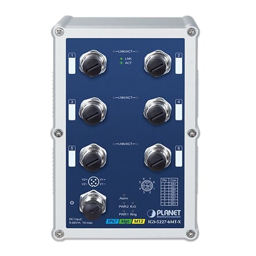 IGS-5227-6MT-X — Industrial IP67 Rated 6-Port 10/100/1000T M12 Managed Ethernet Switch(X-coded M12), vista 3