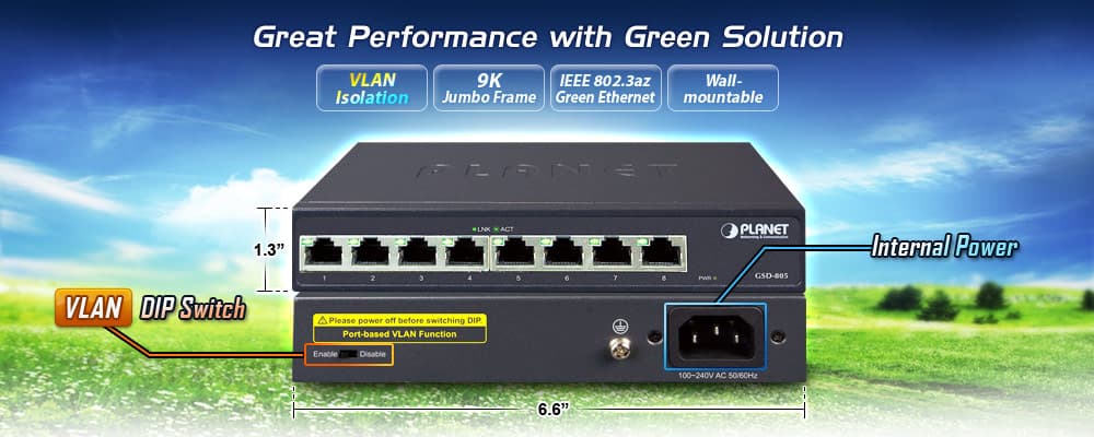 GSD-805 — 8-Port 10/100/1000BASE-T Gigabit Ethernet Switch, vista 4