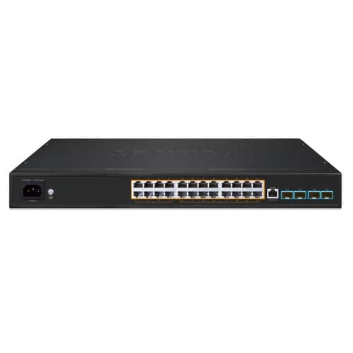 AVS-4210-24HP4X — 8-Port 10/100/1000T 802.3bt PoE + 16-Port 10/100/1000T 802.3at PoE + 4-Port 10G SFP+ Managed AV Switch, vista 3