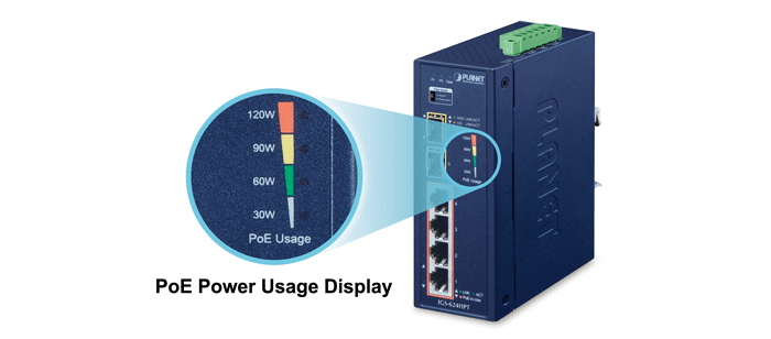 IGS-624HPT — Industrial 4-Port 10/100/1000T 802.3at PoE + 2-Port 100/1000/2500X SFP Ethernet Switch, vista 8