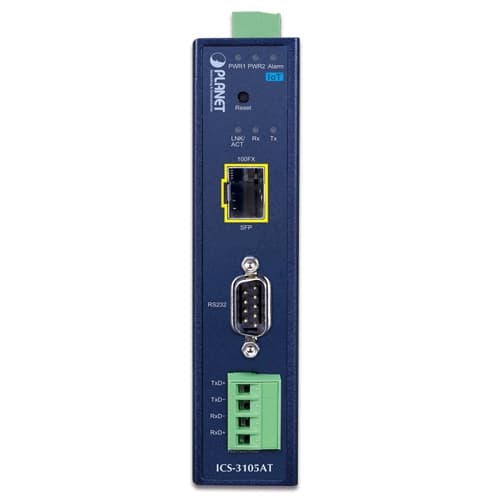 ICS-3105AT — IP30 Industrial 1-Port RS232/RS422/RS485 Serial Device Server with 1-Port 100FX SFP, vista 2