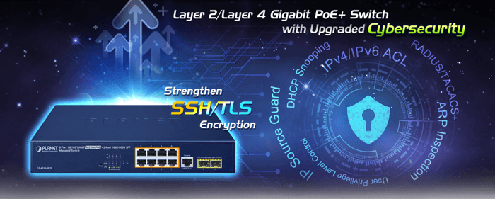 GS-4210-8P2S — 8-Port 10/100/1000T 802.3at PoE + 2-Port 100/1000X SFP Managed Switch, vista 6