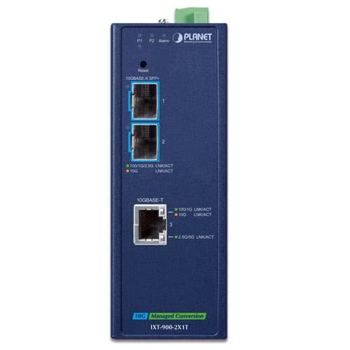 IXT-900-2X1T — Industrial 2-Port 10GBASE-X SFP+ + 1-Port 10GBASE-T Managed Media Converter, vista 2