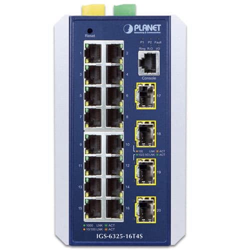 IGS-6325-16T4S — Industrial L3 16-Port 10/100/1000T + 4-Port 1G/2.5G SFP Managed Ethernet Switch, vista 2