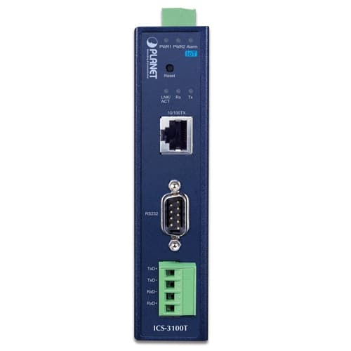 ICS-3100T — IP30 Industrial 1-Port RS232/RS422/RS485 Serial Device Server, vista 2