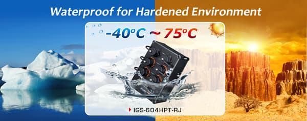 IGS-604HPT-RJ — Industrial IP67-rated 4-Port 10/100/1000T 802.3at PoE + 2-Port 10/100/1000T Managed Ethernet Switch, vista 8