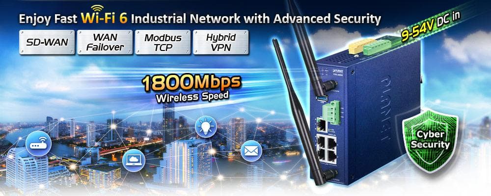 IVR-300W — Industrial 5-Port 10/100/1000T + 802.11ax Wi-Fi VPN Security Gateway, vista 5