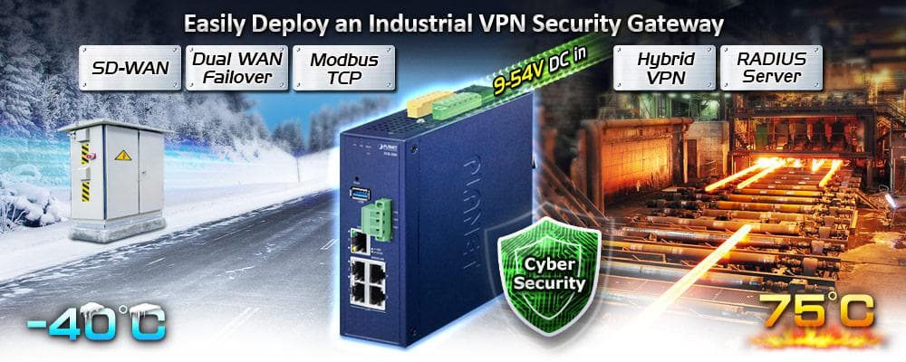 IVR-300 — Industrial 5-Port 10/100/1000T VPN Security Gateway with Redundant Power, vista 4