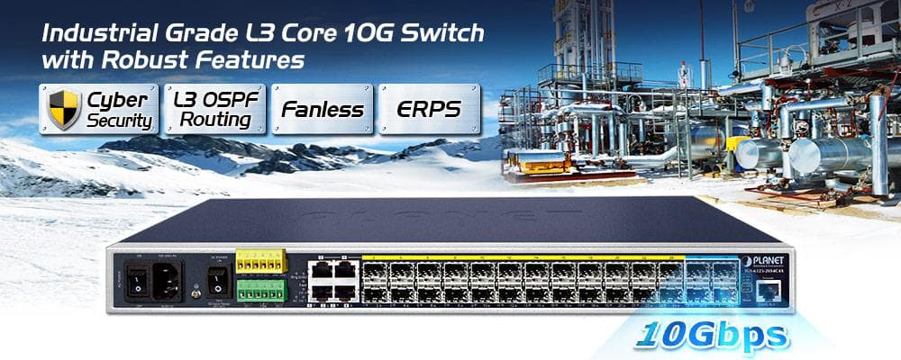 IGS-6325-20S4C4X — Industrial L3 14-Port 100/1G SFP with 4 Shared TP + 10-Port 1G/2.5G SFP + 4-Port 10G SFP+ Managed Ethernet Switch, vista 3