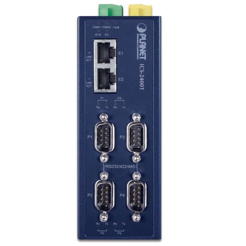ICS-2400T — Industrial 4-Port RS232/RS422/RS485 Serial Device Server, vista 2