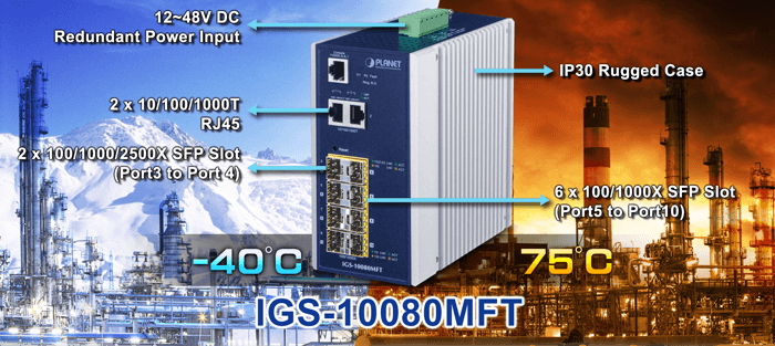 IGS-10080MFT — Industrial 6-Port 100/1000X SFP + 2-Port 1G/2.5G SFP + 2-Port 10/100/1000T Managed Switch, vista 4