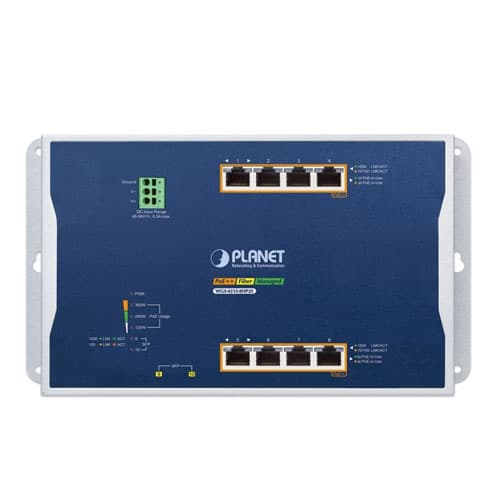 WGS-4215-8HP2S — Industrial L2/L4 8-Port 10/100/1000T 802.3bt PoE + 2-Port 100/1000X SFP Wall-mount Managed Ethernet Switch, vista 2