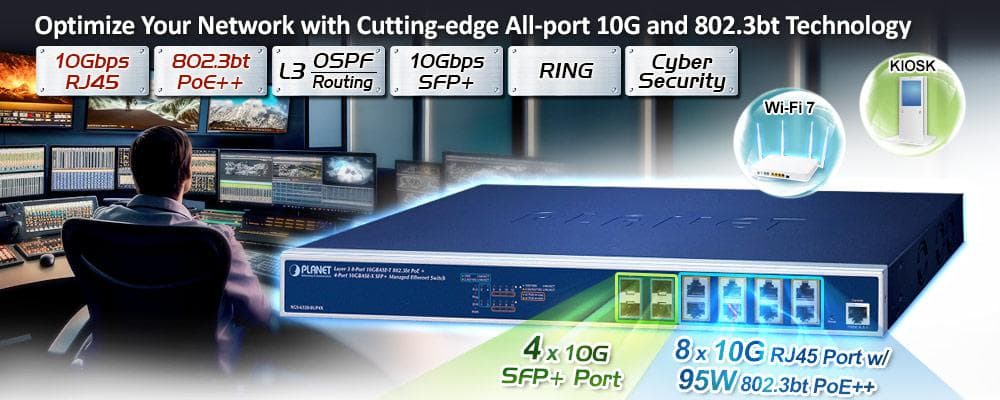 XGS-6320-8UP4X — Layer 3 8-Port 10GBASE-T 95W 802.3bt PoE + 4-Port 10GBASE-X SFP+ Managed Ethernet Switch, vista 4