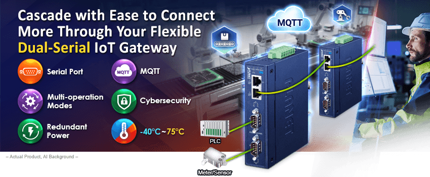 ICS-3200T — IP30 Industrial 2-Port RS232/422/485 Serial Device Server, vista 4
