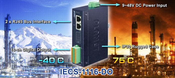 IECS-1116-DO — Industrial EtherCAT Slave I/O Module with Isolated 16-ch Digital Output, vista 7