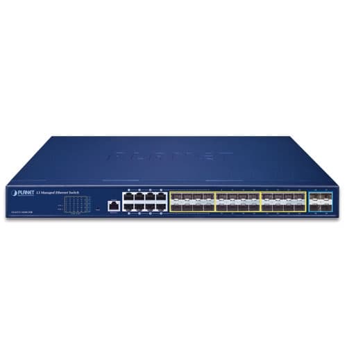 GS-6311-16S8C4XR — L3 16-Port 100/1000X SFP + 8-Port Gigabit TP/SFP + 4-Port 10G SFP+ Managed Ethernet Switch with 36-72V DC Redundant Power, vista 2