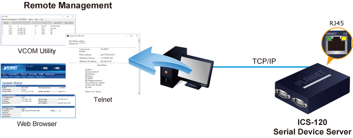 ICS-120 — 2-Port RS232/RS422/RS485 Serial Device Server, vista 7