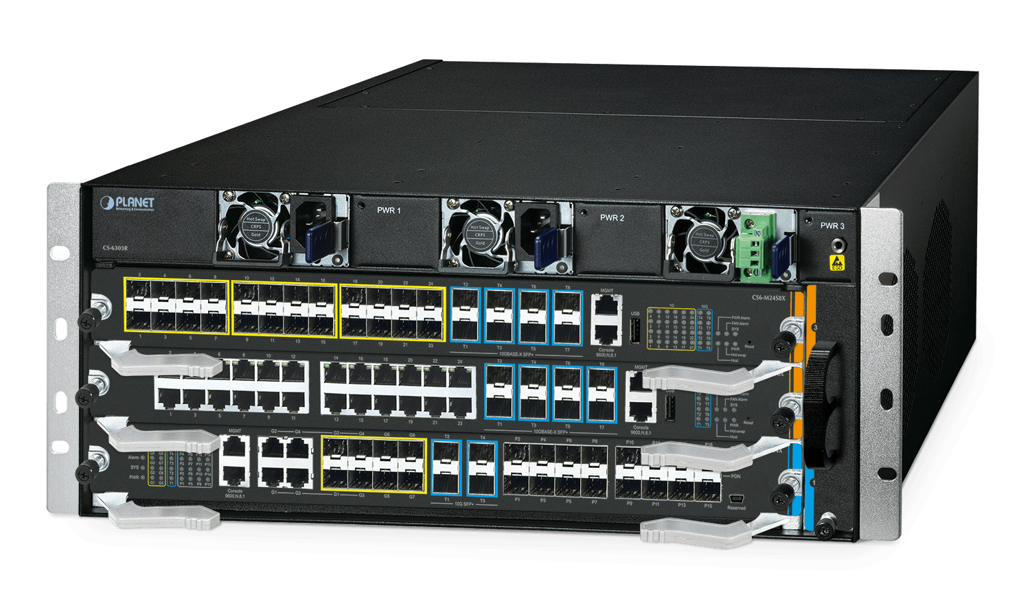 CS6-16PON4C4S4X — 16-Port xPON + 4-Port Gigabit TP/SFP + 4-Port 1000BASE-X SFP + 4-Port 10GBASE-X SFP+ Management Module for CS-6303R and CS-6306R, vista 4