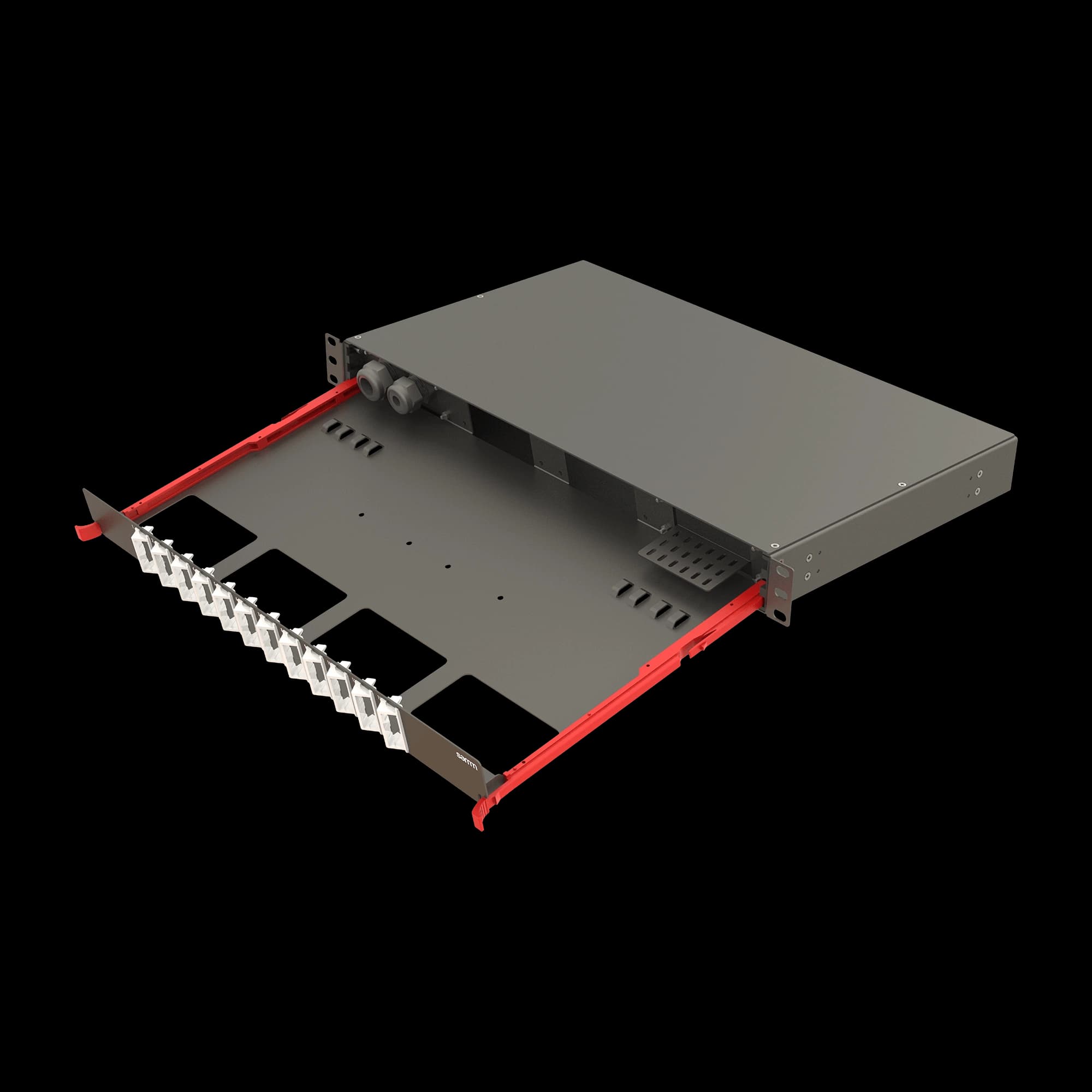 Bright Series | Rail Sliding | 24 Angled Holes | FP10 | Empty Patch Panel, vista 2