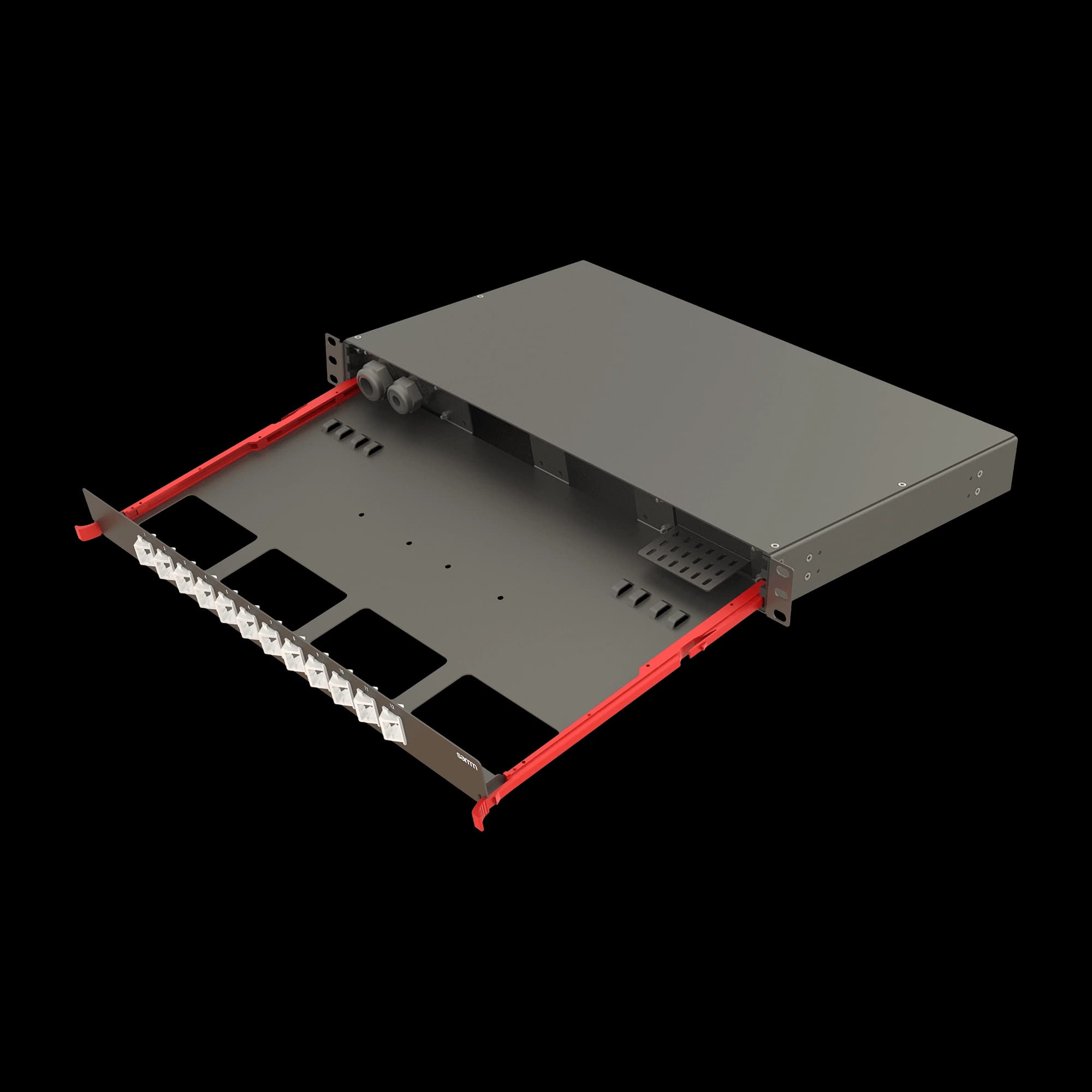 Bright Series | Rail Sliding | 12 Angled Holes | FP09 | Empty Patch Panel, vista 2