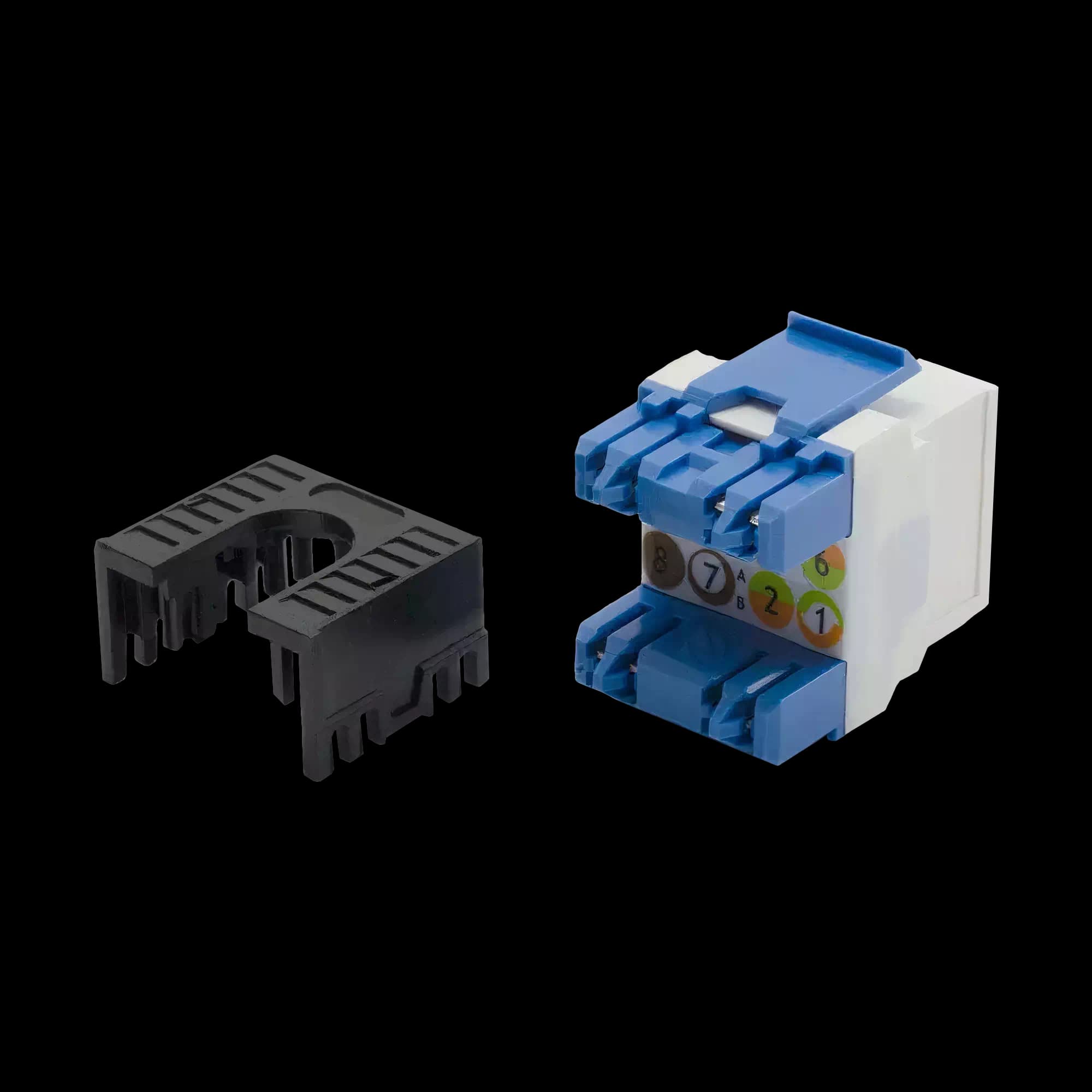 ISO/IEC CAT6A 500MHz Jack to Jack Keystone 180° | Unshielded, vista 2