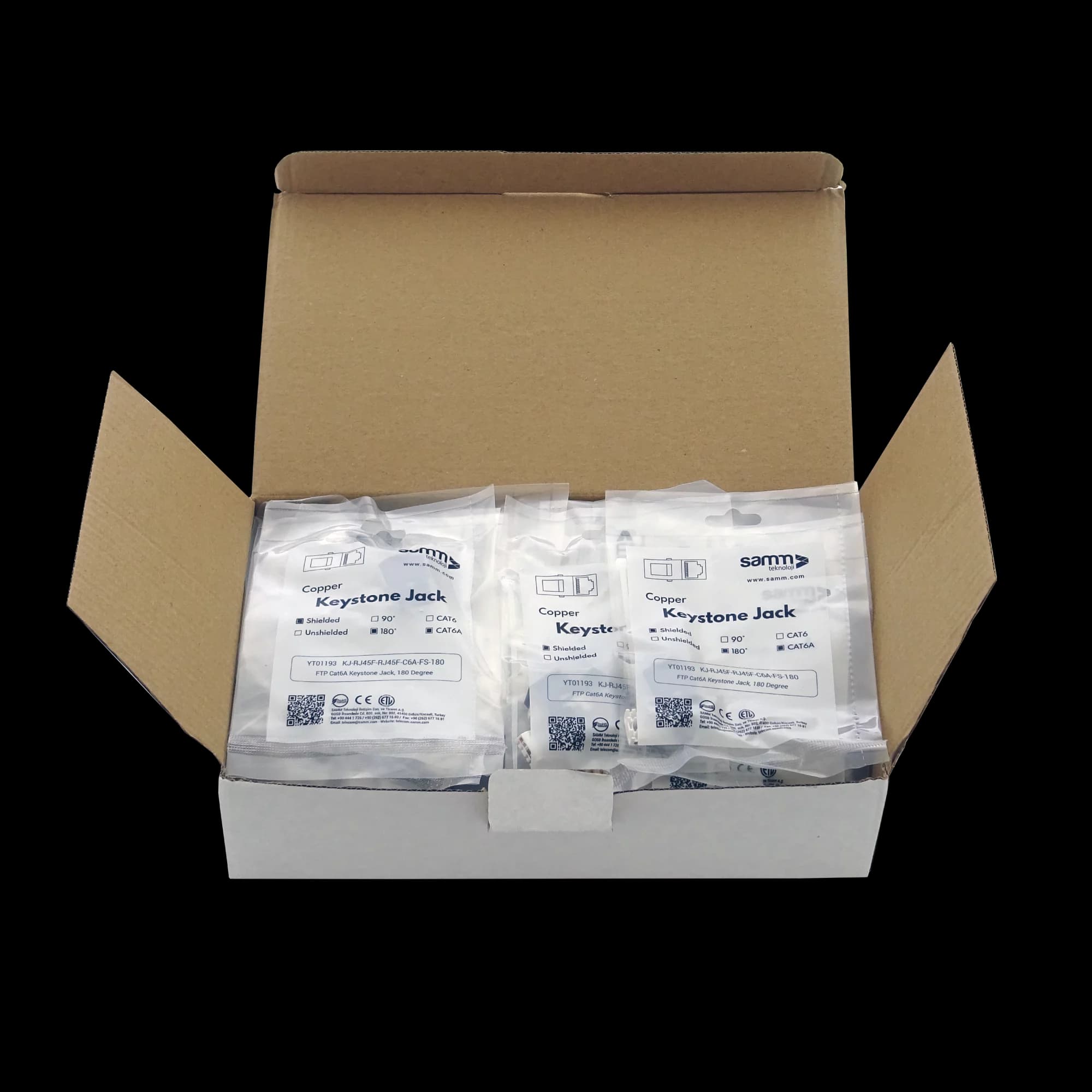 CAT6A Jack to Jack Keystone 180° | Shielded, vista 3