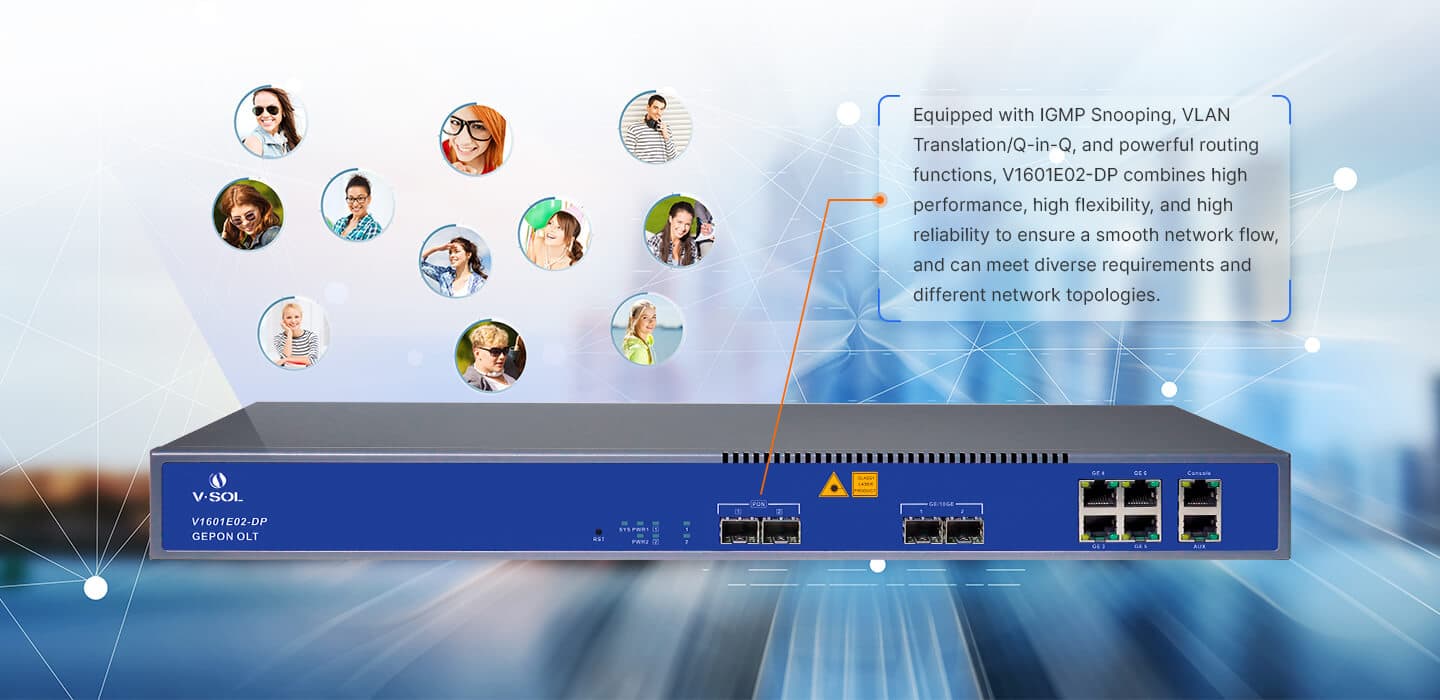 V1601E02-DP — 2 Port EPON OLT, vista 4