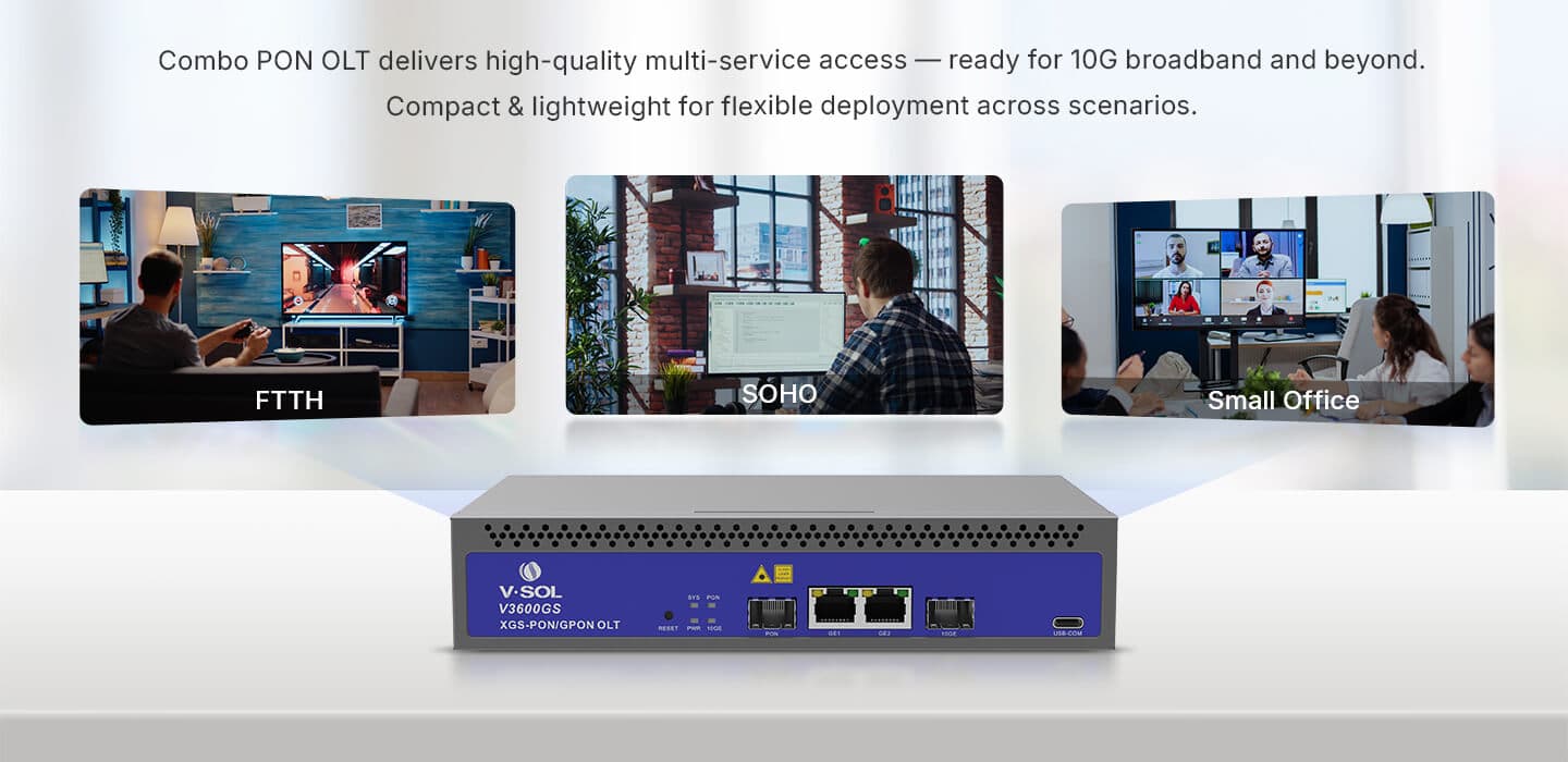 V3600GS — Single Combo PON OLT, vista 12