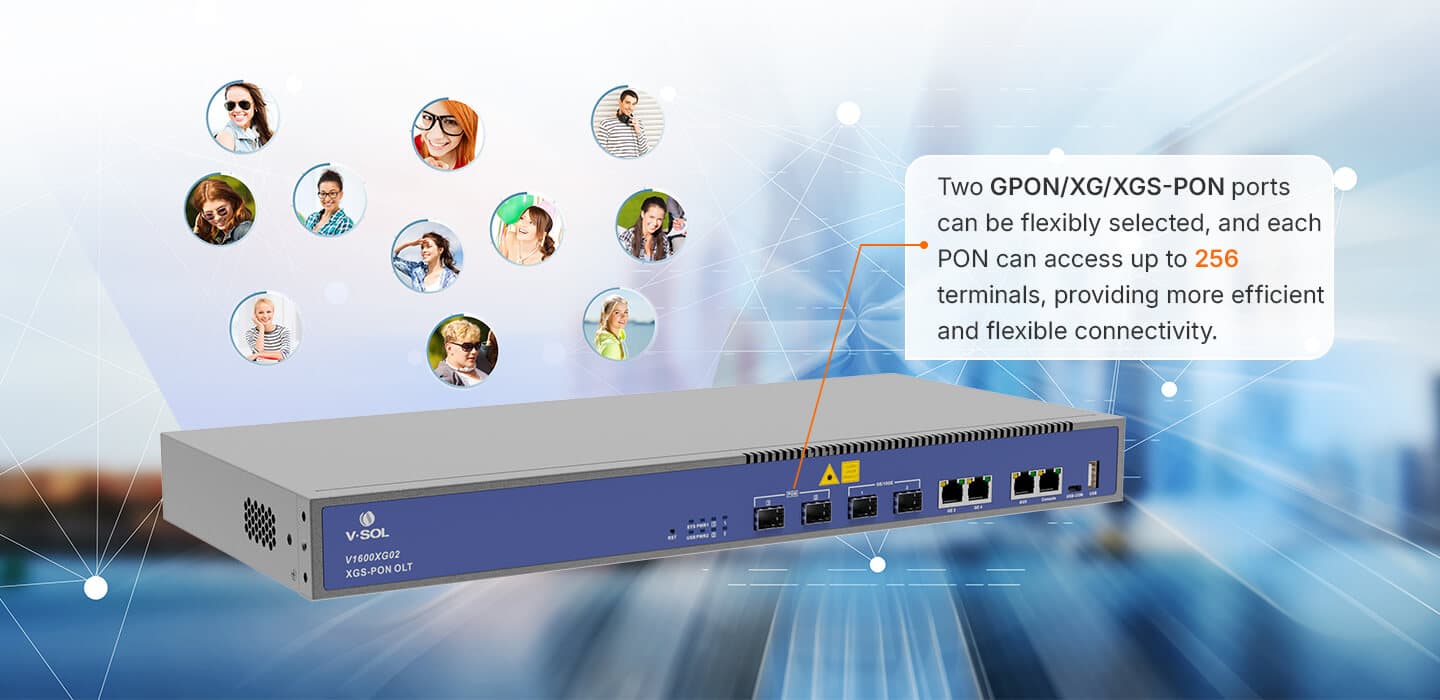 V1600XG02 — 2 Port XG/XGS-PON OLT, vista 8