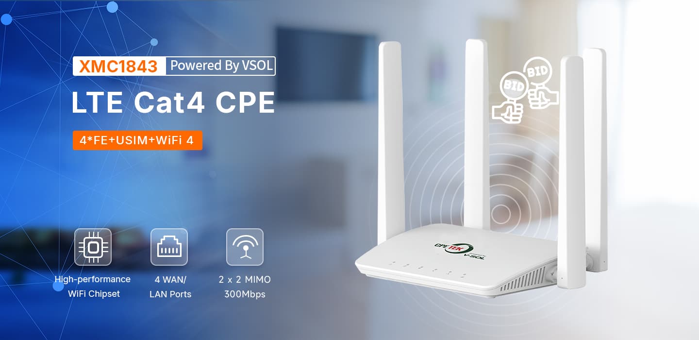 XMC1843 — 4LAN Ports LTE CAT4 CPE, vista 6