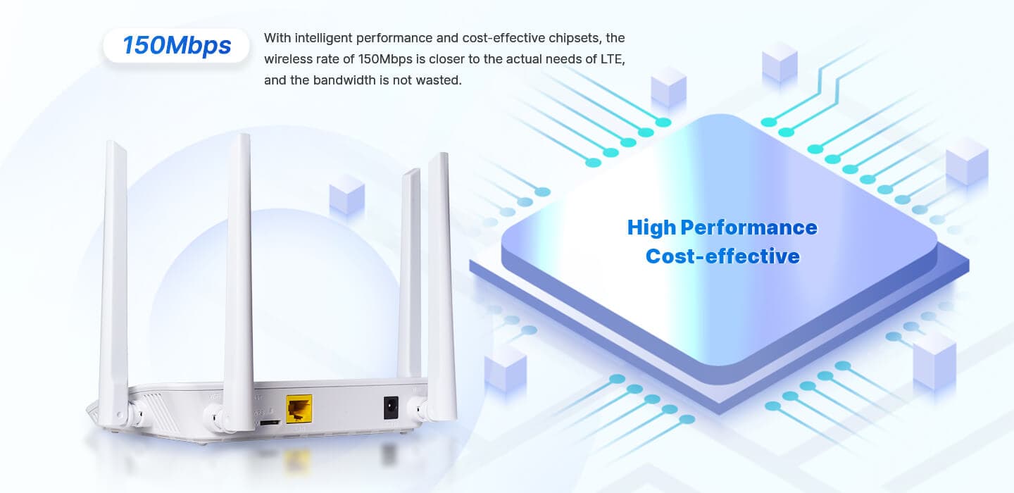 XMC1841E — Cost-effective LTE CAT4 CPE, vista 8